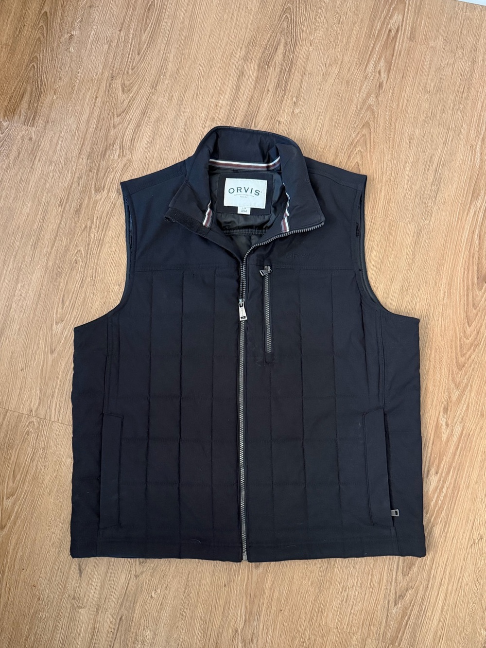Men's Orvis Black Quilted Zip-Front Men's Vest